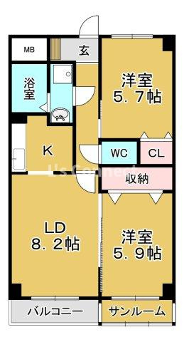 【間取り】 | ハイフラット２１泉