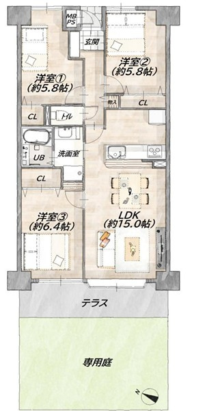 シーアイマンション八乙女の間取り