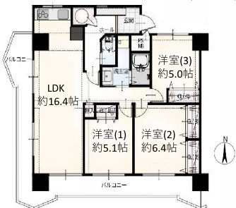 ライオンズマンション片平第二の間取り