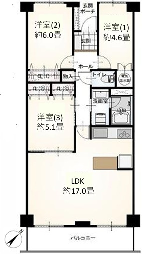 長町サンハイツC棟の間取り