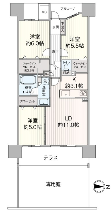 デュオヒルズ仙台広瀬川の間取り