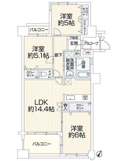 【間取り】 | 東峰マンション野間大池公園 | 暮らしやすさを考えた、機能的で使いやすい間取り設計です。