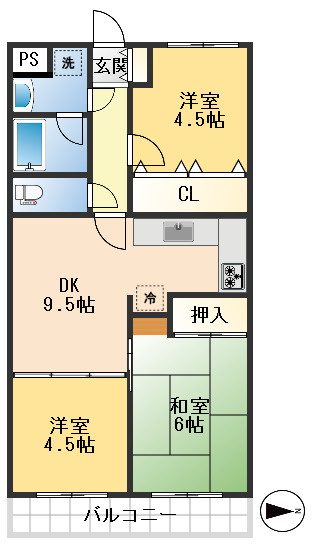 セザール第二豊中の間取り