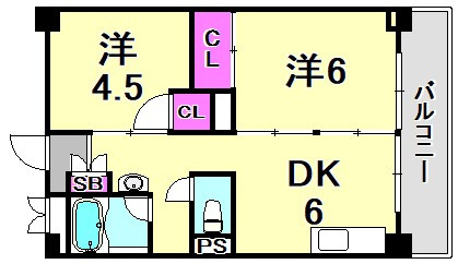 ビレッジハウス南清水タワー1号棟の間取り