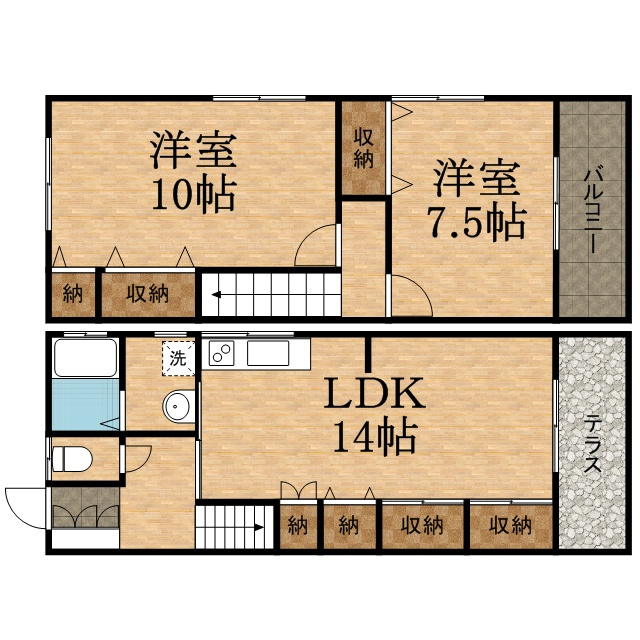 宝塚市川面１丁目のテラスの間取り