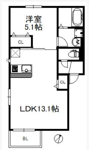 ポラリス井尻駅西の間取り|使いやすい間取りです。