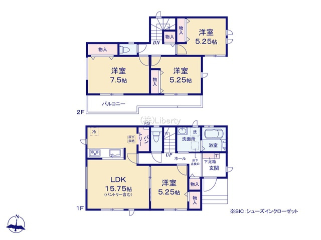 ひたちなか市津田　新築戸建　B号棟の間取り
