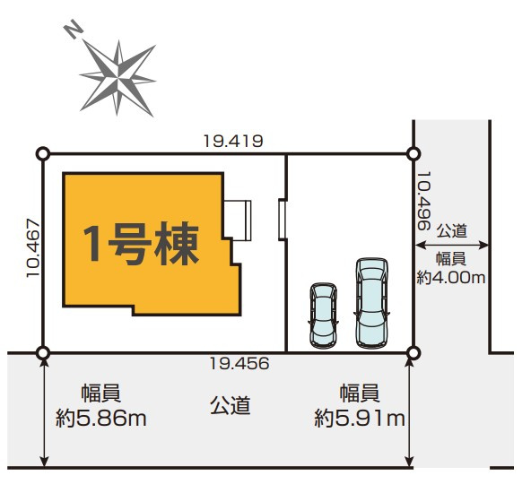 ひたちなか市稲田１期　新築戸建の区画図