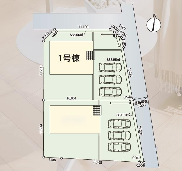 笠間市鯉淵第9　新築戸建　1号棟の区画図