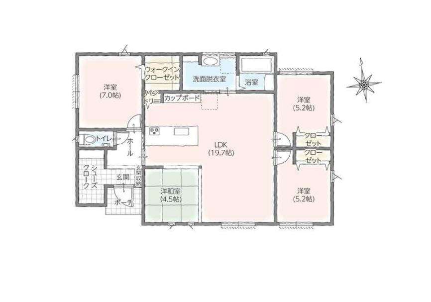 笠間市大田町　新築戸建　1号棟の間取り