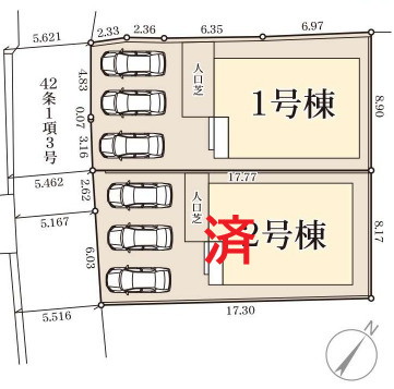 宜野湾市宇地泊（全2棟）ラスト1号棟の区画図|1号棟　