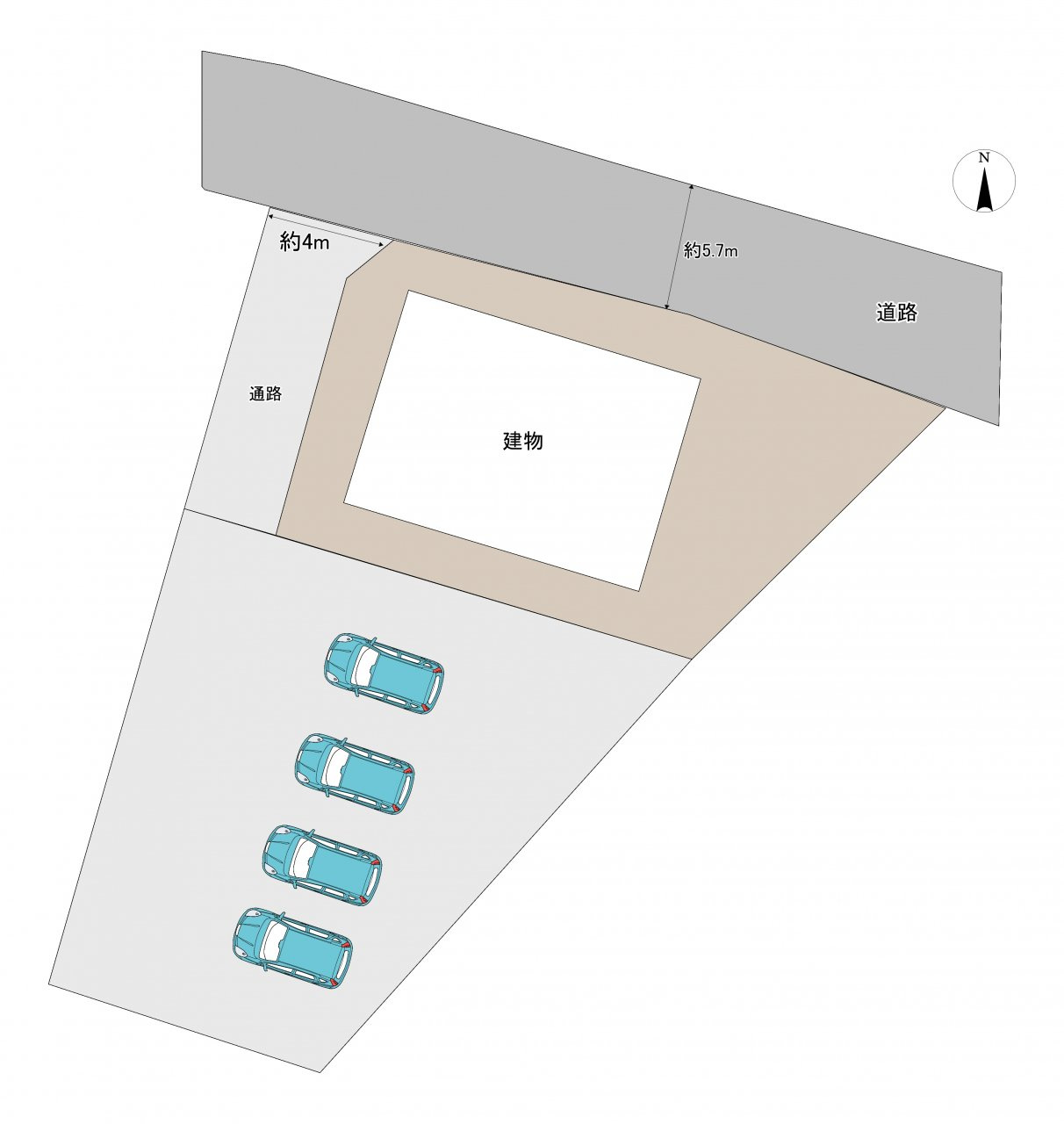 桜川市青柳　中古戸建の区画図|【区画図】樹木伐採、物置撤去等行い駐車スペースを拡張いたしました。駐車4台可能になりました（車種による）。お車が多いご家庭やご友人が遊びに来た際も便利な広さです。