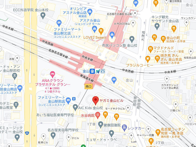 ヤガミ金山ビルの地図