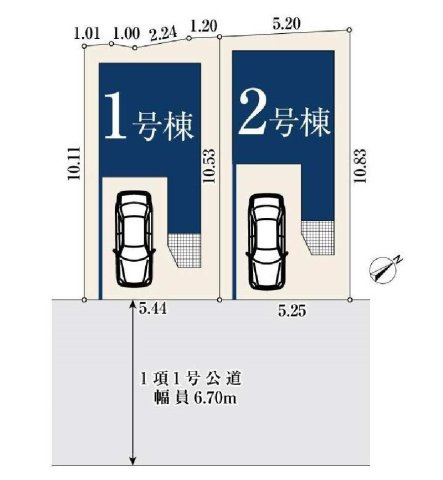 【横浜市西区元久保町10-7全2棟新築戸建て】★仲介手数料無料★（富士見台小学校・岩井原中学校）の区画図