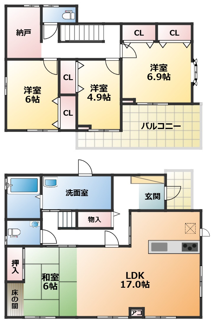 上三川町ゆうきが丘29番21　中古戸建の間取り