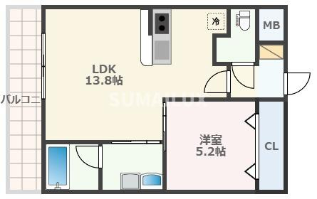 熊本市中央区迎町１丁目の賃貸マンションの間取り