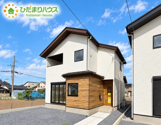 ひたちなか市高場1期　新築戸建　1号棟の外観|外観がインパクトのあるオシャレなデザイナーズハウス♪