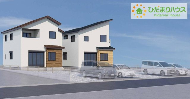 ひたちなか市高場1期　新築戸建　1号棟の外観パース|外観がインパクトのあるオシャレなデザイナーズハウス♪
