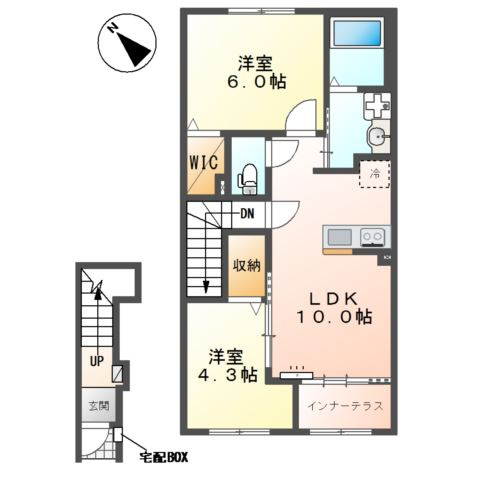 坂戸市千代田　アパートⅡ期新築工事の間取り