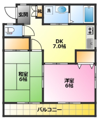 サンモールの間取り|2階・南向き・角部屋で陽当たり良好♪