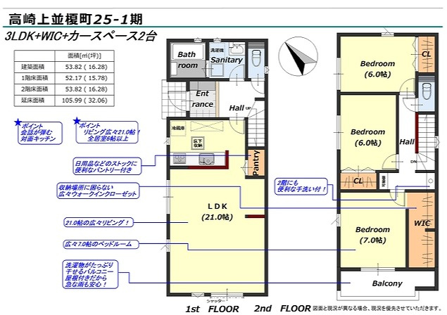 リナージュ高崎上並榎町1期新築の間取り