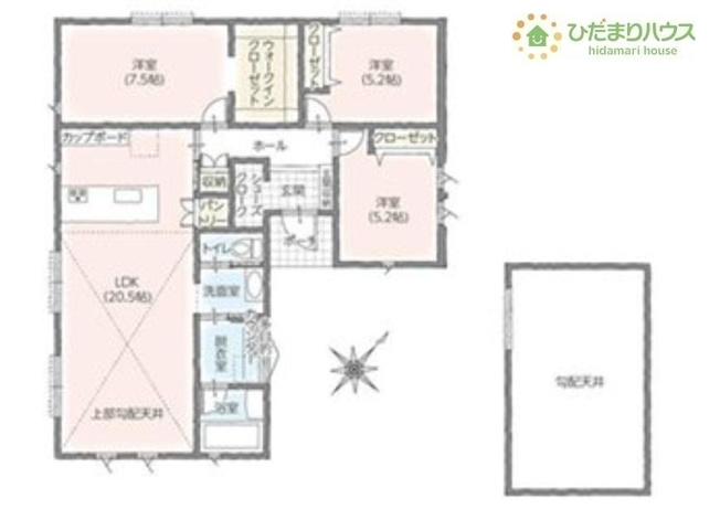 【間取り】 | 土浦市高岡　新築戸建　4号棟 | 脱衣室には多目的カウンター完備です！
（4号棟）