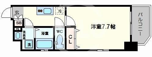 大阪市浪速区桜川２丁目の賃貸マンションの間取り|レオンコンフォート難波ミラージュ　開放的な間取
