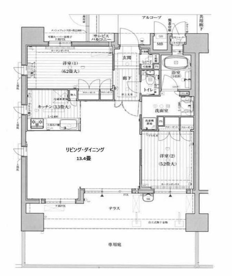 【間取り】 | ル・パルトネール西京極 | 専有面積63.56㎡