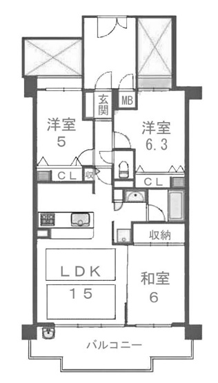 【間取り】 | ダイアパレスオーセント鳴滝 | 専有面積68.83㎡