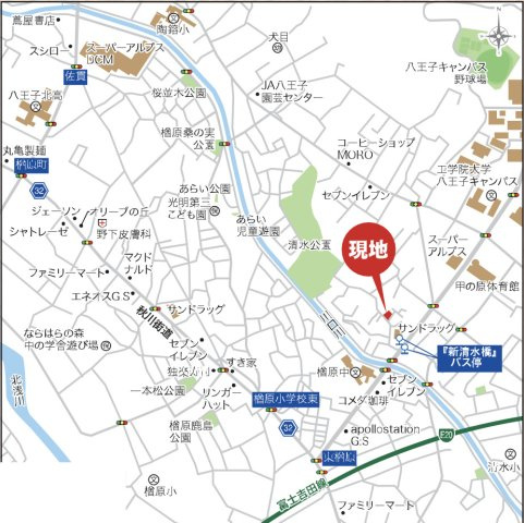 『八王子市新築戸建て』八王子市犬目町211-5【仲介手数料無料】　２５−１期の地図|～仲介手数料無料☆八王子ひなた不動産～八王子市犬目町　新築戸建て