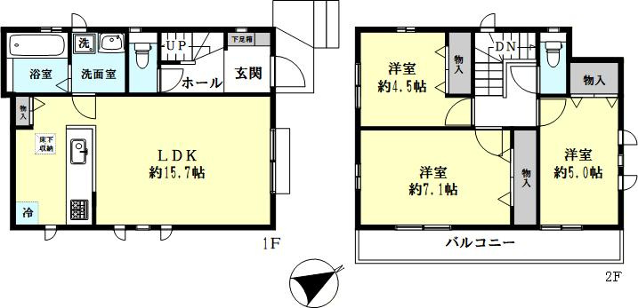 神戸市西区樫野台２丁目新築戸建B号棟の間取り