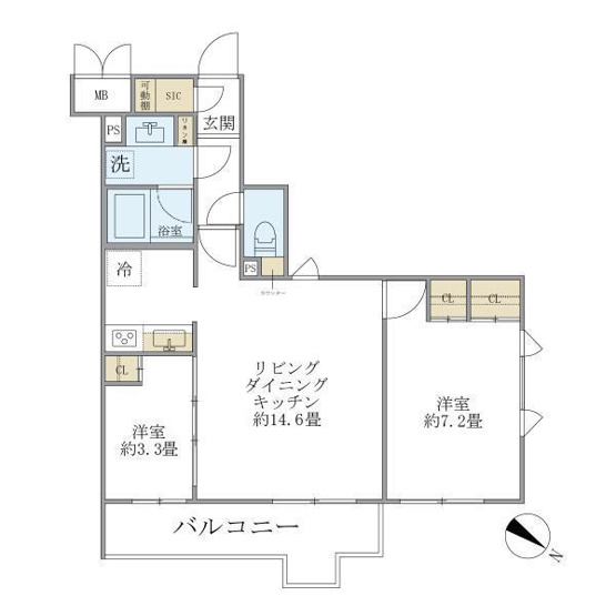 【間取り】 | ビューテラス茗荷谷 | 55.14㎡／2LDK