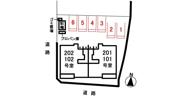 一翠館Ｍの区画図|駐車場