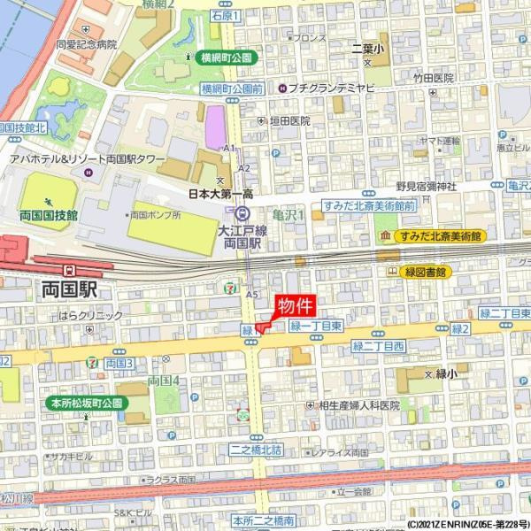 墨田区緑１丁目の賃貸マンションの地図