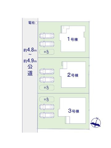 太宰府市石坂2丁目第3-3棟（3号棟）　の区画図|配置図（3号棟）