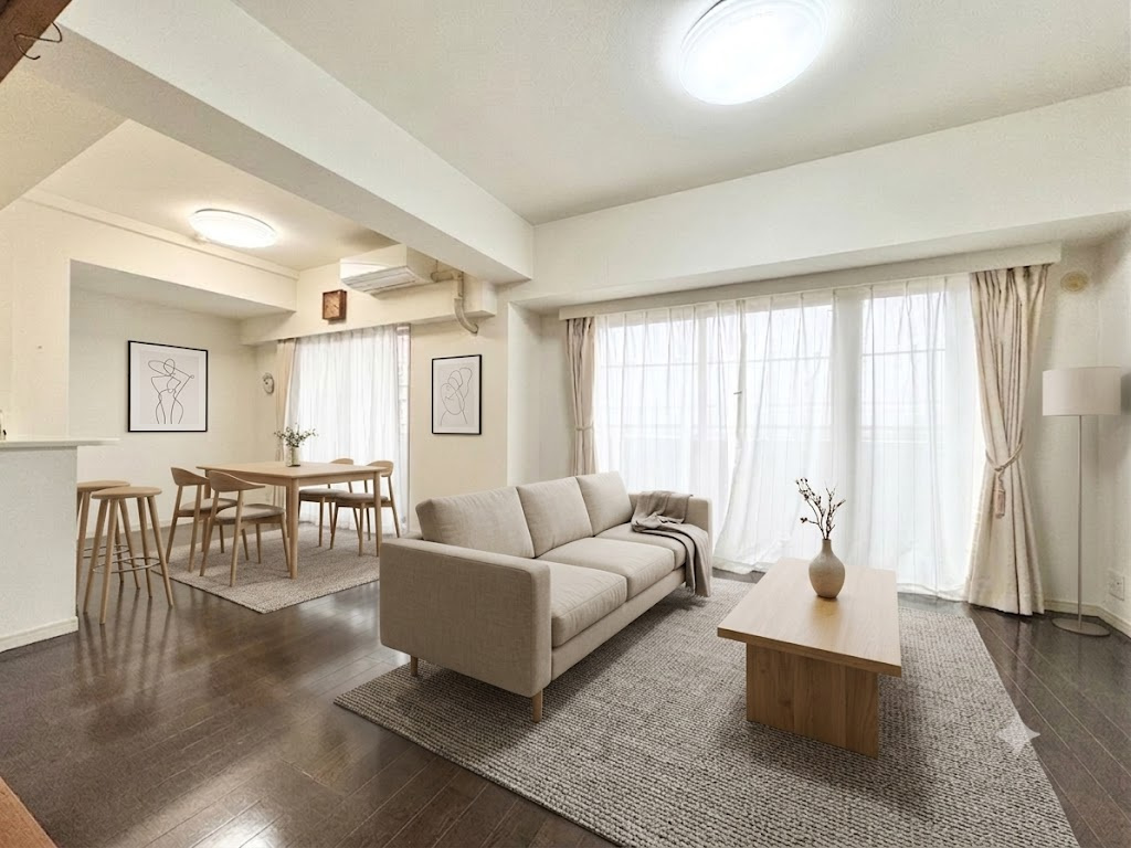 アーバンシティ浜松山手町の居間・リビング|生活のイメージがしやすいように家具のイメージ画像をつけてみました。　