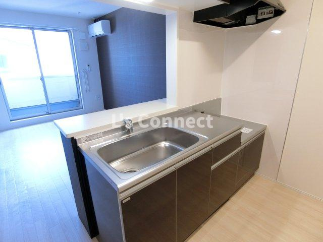【キッチン】 | ラトゥールⅤ | ２口ガスコンロ設置可能な対面キッチン。