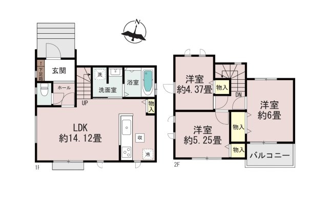 福岡市南区老司3丁目第1-2棟（A号棟）の間取り|全居室収納付きで便利です。