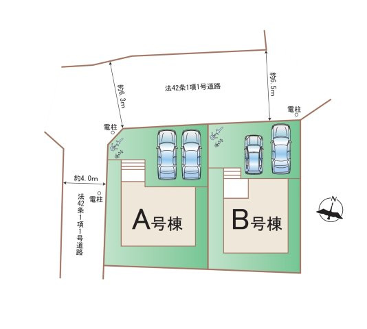 福岡市南区老司3丁目第1-2棟（A号棟）の区画図|配置図（A号棟）