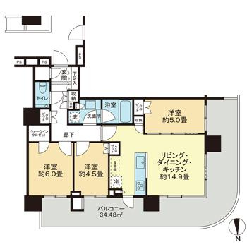 【間取り】 | ＨＡＲＵＭＩ　ＦＬＡＧ　ＰＡＲＫ　ＶＩＬＬＡＧＥ　Ｔ棟