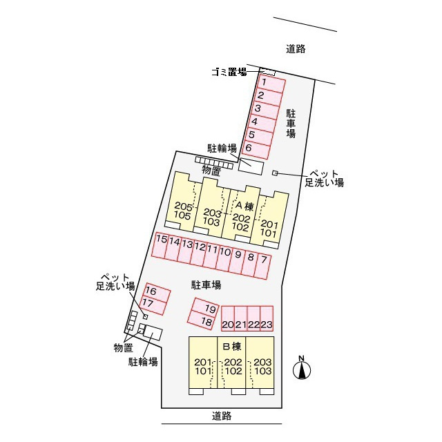 岐阜市長森本町２丁目のアパートの駐車場