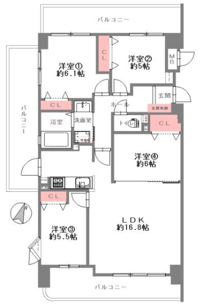 ダイアパレス吹田ウインドヒル　中古 マンションの間取り