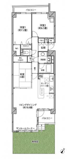 【間取り】 | ☆広々3LDK♪専用庭付☆