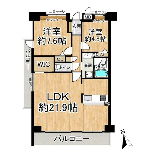 タワーヒルズ西大和の間取り|■広々としたLDKは約２１帖！2016年、2018年とリフォーム履歴がありとてもキレイにお使いです！