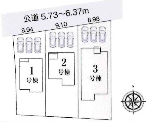 豊川第78三上町　全3棟・3号棟の区画図