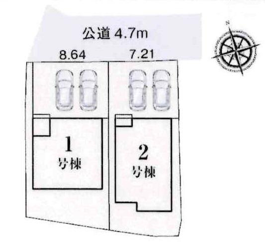 蒲郡市形原町石橋　全2棟・2号棟の区画図|2号棟です。