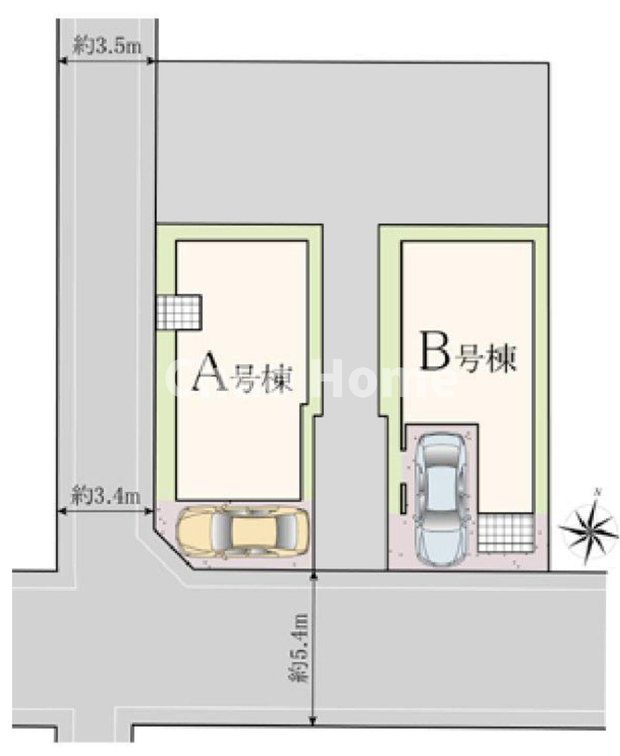 江戸川区松本１丁目新築分譲住宅の区画図|【区画図】南道路！