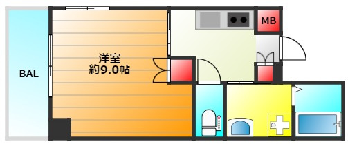 Rスクエア日本橋Ⅰの間取り|現状有姿　階数によりお部屋の色が違います。