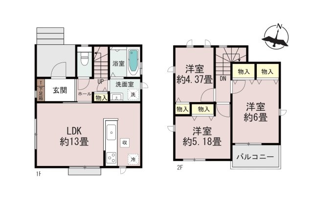 福岡市南区老司3丁目第1-1棟（B号棟）の間取り