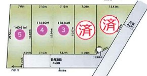 川越市砂新田5丁目　全5棟　新築戸建の区画図